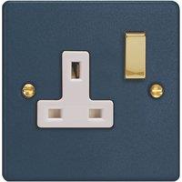 Varilight 13A 1-Gang 2-Pole Switched Socket Midnight Blue with White Inserts (337YT)