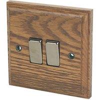 Varilight 10AX 2-Gang 2-Way Light Switch Medium Oak (3380H)