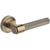 Designer Levers Kensington Knurled Lever on Rose Door Handle Pair Antique Brass (338KK)