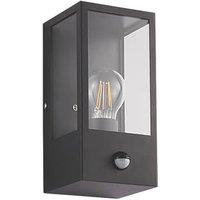 LAP Breton Outdoor Rectangular Wall Lantern With PIR Sensor Matt Black (338PG)