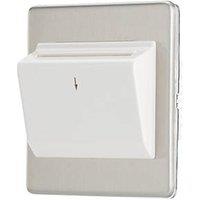 Contactum Lyric 10AX Key Card Switch Brushed Steel with White Inserts (338RP)