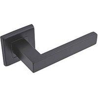 Eclipse Insignia Square Fire Rated Lever on Rose Door Handle Pair Matt Black (340KW)