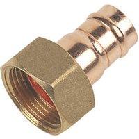 Flomasta Brass Solder Ring Straight Tap Connectors 15mm x 3/4" 2 Pack (34197)