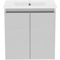 Newland Double Door Wall-Mounted Vanity Unit with Basin Matt Pearl Grey 500mm x 370mm x 540mm (343RN)