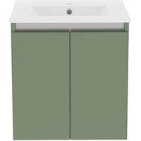 Newland Double Door Wall-Mounted Vanity Unit with Basin Matt Sage Green 500mm x 450mm x 540mm (344RN)