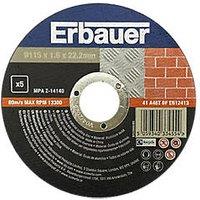 Erbauer Multi-Material Cutting Discs 115mm (4 1/2") x 22.2mm 5 Pack (345PH)