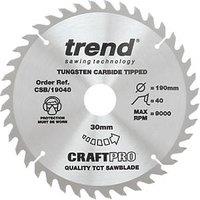 Trend CraftPro CSB/19040 Wood Circular Saw blade 190mm x 30mm 40T (345XG)