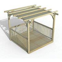 Forest Ultima 8' x 8' (Nominal) Flat Pergola & Decking Kit with 3 x Balustrades & Canopy (346FL)