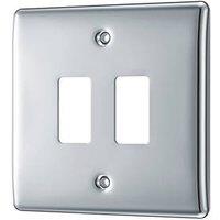 British General Nexus Metal Grid 2-Module Grid Faceplate Polished Chrome (346RF)
