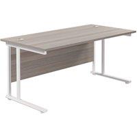TC Group Aztec Twin Upright Rectangular Office Desk Grey Oak/White 1600mm x 800mm (346TT)