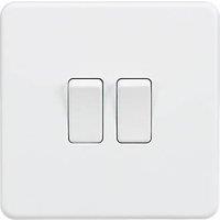 Knightsbridge 10AX 2-Gang 2-Way Light Switch Matt White (346TX)