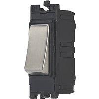 Contactum Decorative Grid 10AX 1-Way Grid Retractive Switch Brushed Steel with Black Inserts (347RX)