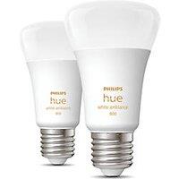 Philips Hue E27 A60 LED Smart Light Bulb 6W 800lm 2 Pack (348JA)