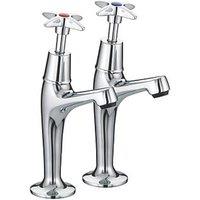Bristan X Head Contemporary Cross Head High Neck Pillar Taps Chrome 1 Pair (349JE)
