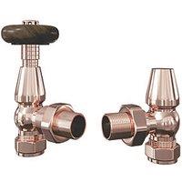 ETAL Harrow 15mm x 1/2" Copper Angled Traditional Thermostatic Radiator Valve & Lockshield (350RT)