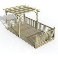 Forest Ultima 16' x 8' (Nominal) Flat Pergola & Decking Kit with 4 x Balustrades (3 Posts) & Canopy (351FL)