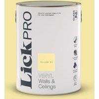 LickPro 5Ltr Yellow 01 Vinyl Matt Emulsion Paint (352TM)