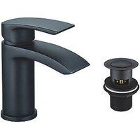 Highlife Bathrooms Coll Basin Mono Mixer with Clicker Waste Matt Black (353HL)