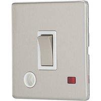 Contactum Lyric 20A 1-Gang DP Control Switch & Flex Outlet Brushed Steel with Neon with White Inserts (353RK)