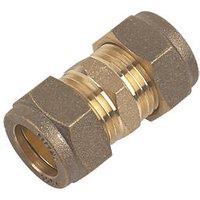 Flomasta Brass Compression Equal Couplers 15mm 10 Pack (35477)