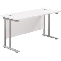 TC Group Aztec Twin Upright Rectangular Office Desk White/Silver 1400mm x 600mm (354TT)