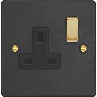 Varilight 13A 1-Gang 2-Pole Switched Socket Matt Black with Black Inserts (354YT)