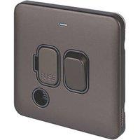 Schneider Electric Lisse Deco 13A Switched Fused Spur & Flex Outlet with LED Mocha Bronze with Black Inserts (355FF)