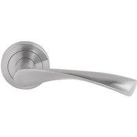 Smith & Locke Bude Fire Rated Lever on Rose Door Handles Pair Brushed Nickel (355FH)