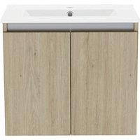Newland Double Door Wall-Mounted Vanity Unit with Basin Effect Natural Oak 600mm x 450mm x 540mm (356RN)