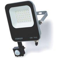 Stanley Outdoor LED Slimline Floodlight With PIR Sensor Black 30W 3300lm (356VJ)