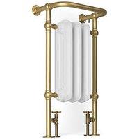 Terma 900mm x 490mm 1217BTU White / Brass Cast Iron Traditional Towel Radiator (357RH)