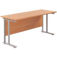 TC Group Aztec Twin Upright Rectangular Office Desk Beech/Silver 1600mm x 600mm (357TT)