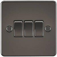 Knightsbridge 10AX 3-Gang 2-Way Light Switch Gunmetal (357VF)