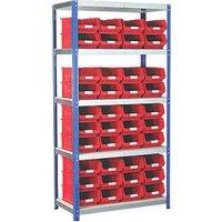 Barton Ecorax 5-Tier Metal Garage Shelving with Containers 900mm x 450mm x 1760mm (35916)