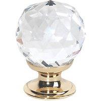 Essentials Modern Faceted Glass Cabinet Knobs Polished Brass 30mm 2 Pack (36079)