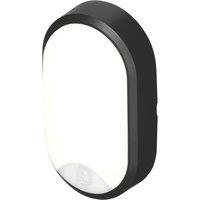 4lite Pylus Outdoor Oval LED Wall & Ceiling Bulkhead With PIR Sensor Black 12.5W 1100lm (363VG)