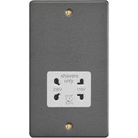 Varilight 2-Gang Dual Voltage Shaver Socket 115 / 230V Graphite Grey with White Inserts (363YT)