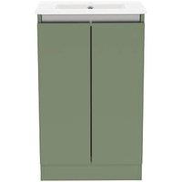 Newland Double Door Floor Standing Vanity Unit with Basin Matt Sage Green 500mm x 370mm x 840mm (364RN)