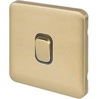 Schneider Electric Lisse Deco 10AX 1-Gang 2-Way Light Switch Satin Brass with Black Inserts (365FF)