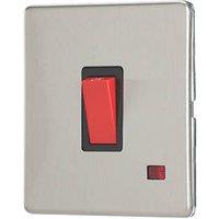 Contactum Lyric 32A 1-Gang DP Control Switch Brushed Steel with Neon with Black Inserts (365RP)