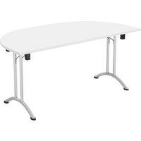 TC Group One Union Semi-Circular Folding Table White/Silver 1600mm x 800mm (365TT)