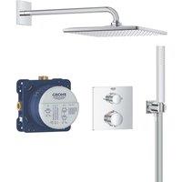 Grohe Precision 310 Square HP Rear-Fed Concealed Chrome Thermostatic Square Shower System (365YX)