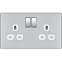 LAP 13A 2-Gang DP Switched Sockets Polished Chrome with White Inserts 5 Pack (366KJ)