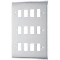 British General Nexus Metal Grid 12-Module Grid Faceplate Brushed Steel (366PY)