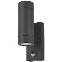 LAP Bronx Outdoor Up & Down Wall Light With PIR Sensor Black (3691R)