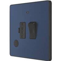 British General Evolve 13A Switched Fused Spur with LED Blue with Black Inserts (369PX)