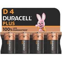 Duracell Plus D 1.5V Alkaline Batteries 4 Pack (369RP)