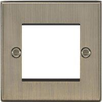 Knightsbridge Raised Square 2-Module Modular Faceplate Antique Brass (369YA)