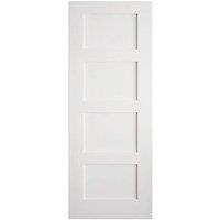 Primed White Wooden 4-Panel Shaker Internal Door 1981mm x 762mm (370FA)
