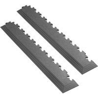 Garage Floor Tile Company X Joint Interlocking 5mm Floor Tile Corner Ramps Graphite 587mm x 90mm 2 Pack (370YU)